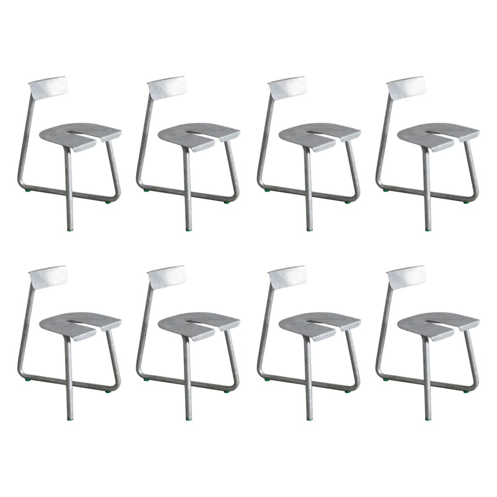 Set of 8 Galva Steel Outdoor Chairs by Atelier Thomas Serruys 1