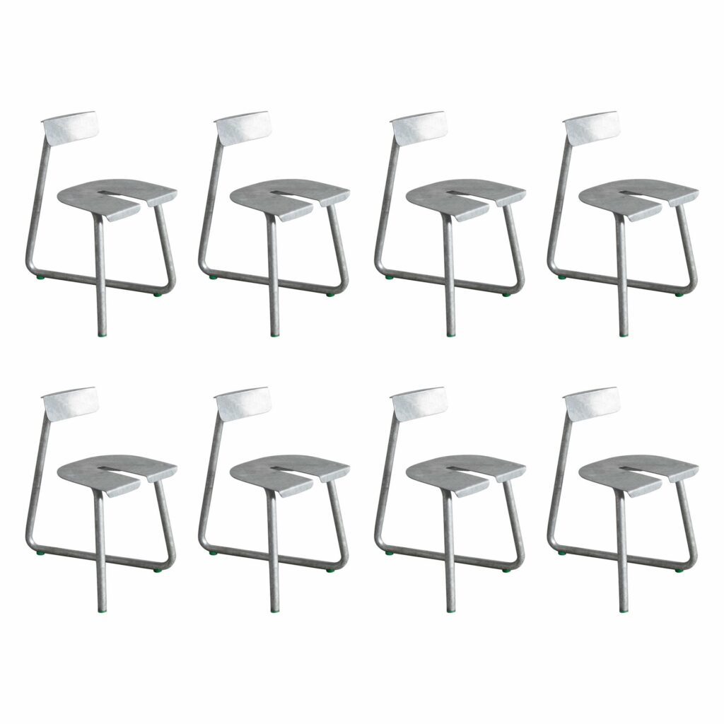 Set of 8 Galva Steel Outdoor Chairs by Atelier Thomas Serruys 1