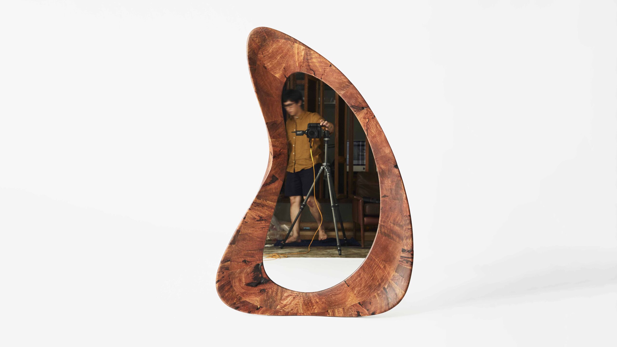 Unique Handmade Walnut Portal Mirror by Maxime Goléo 3