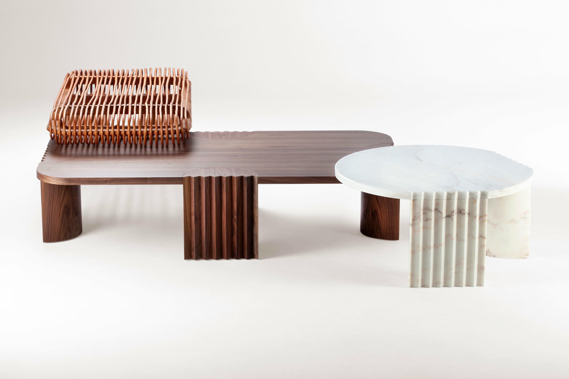 Unique Walnut Caravel Center Table by Collector 3