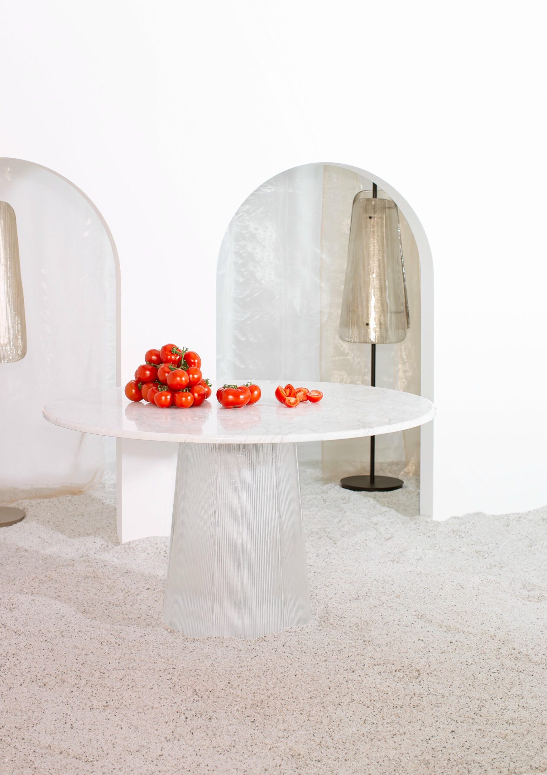 Bent Dining Table Medium White Transparent by Pulpo 7
