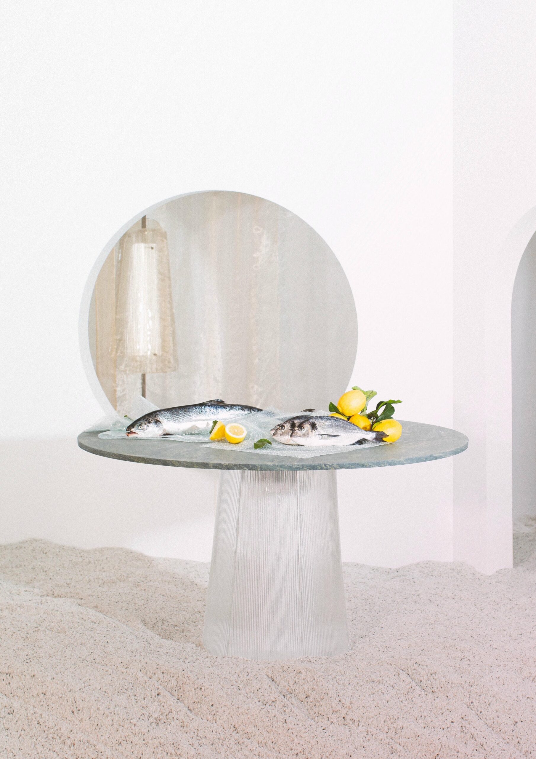 Bent Dining Table Medium White Transparent by Pulpo 8