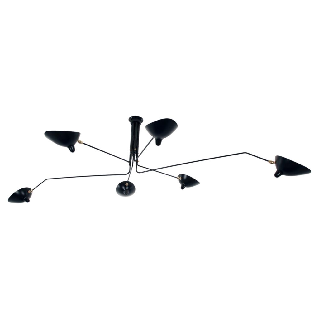 Ceiling Lamp 6 Rotating Arms by Serge Mouille 1