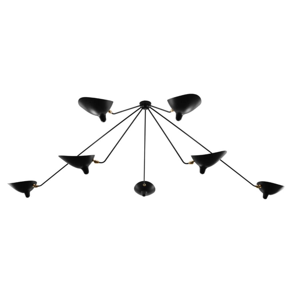 Ceiling Lamp Spider 7 Still Arms by Serge Mouille 1