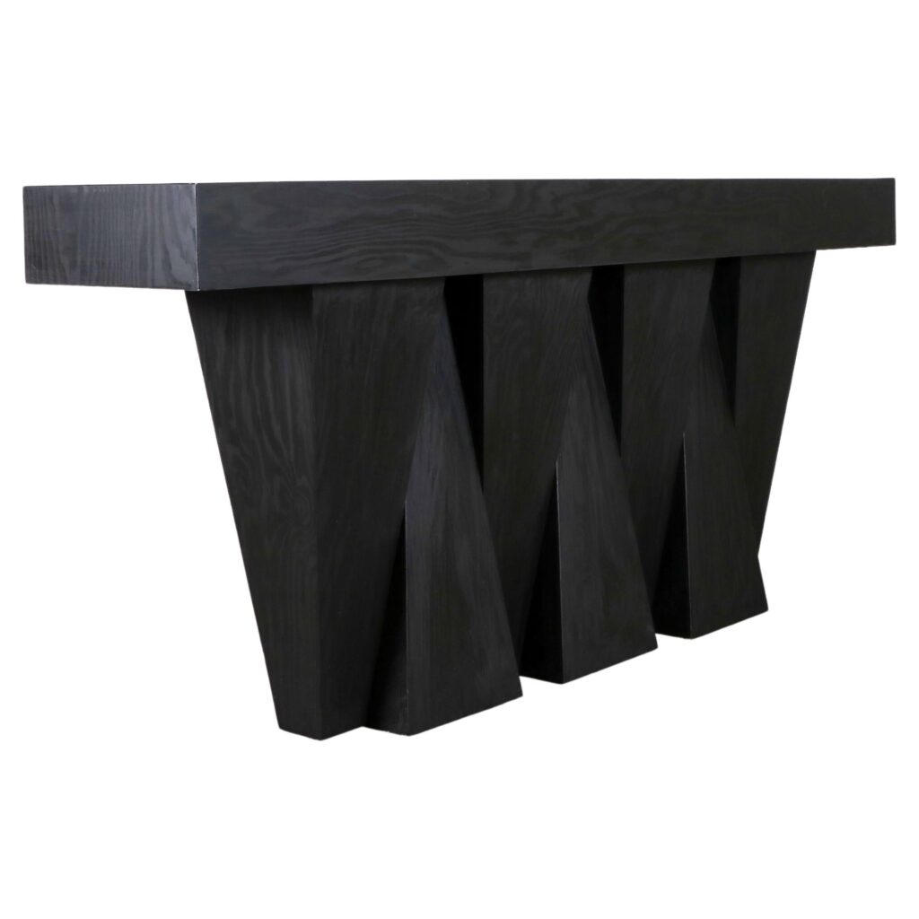 Contemporay Black Plywood Console Rectangular Top by Lucas Tyra Morten 1