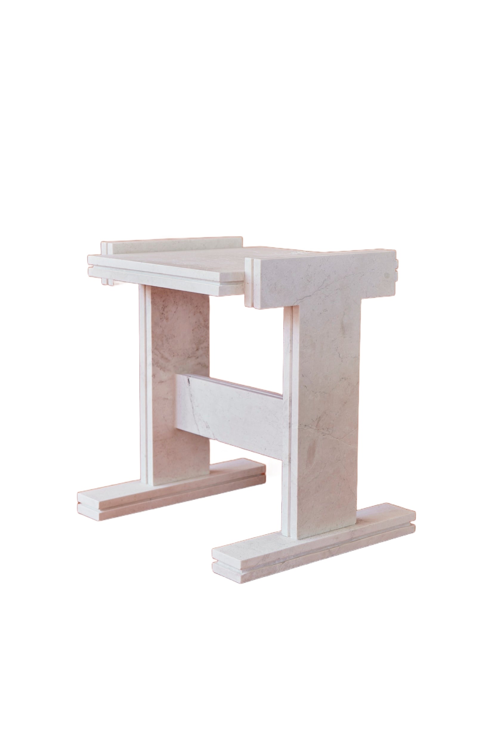 White Pearl Premium Neave Side Table by Nish Studio 1