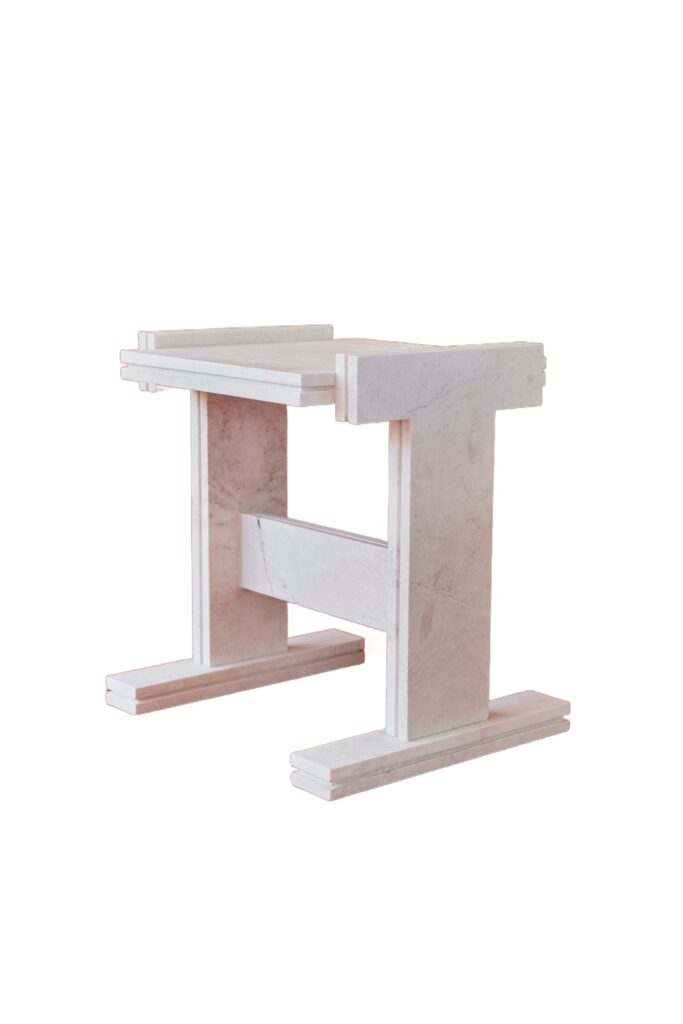 White Pearl Premium Neave Side Table by Nish Studio 1