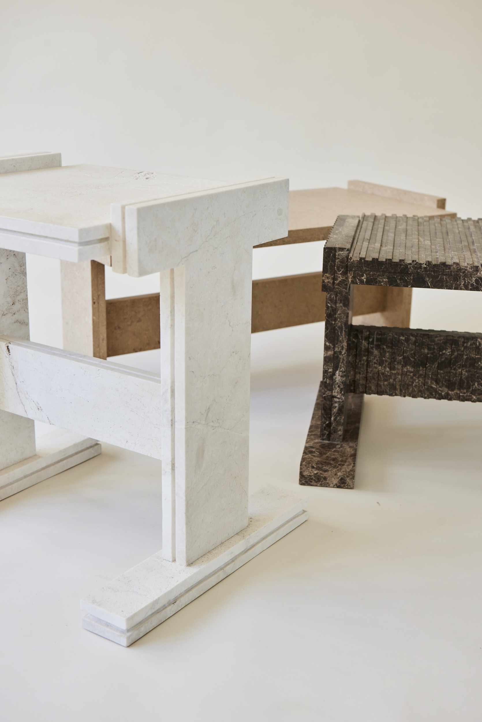 White Pearl Premium Neave Side Table by Nish Studio 7