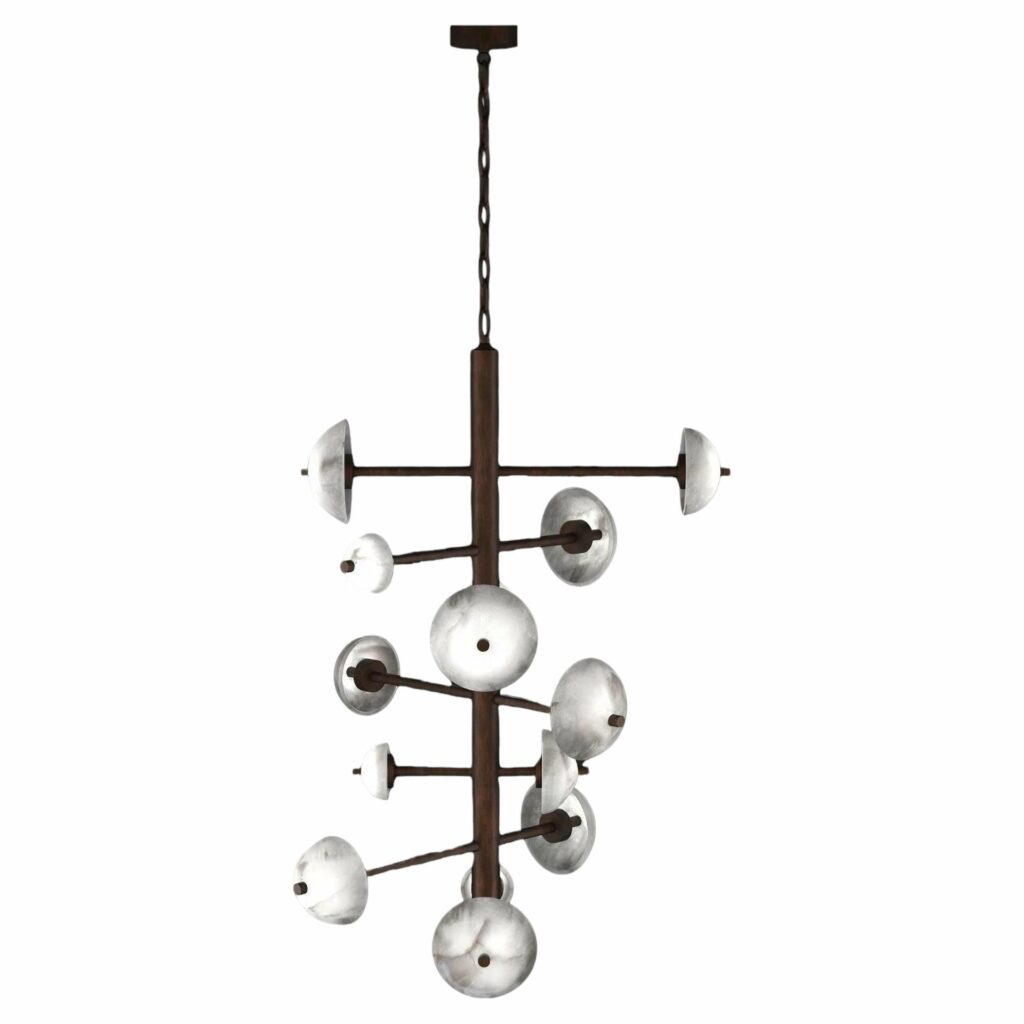 Apollo Ruggine Of Florence Metal Chandelier by Alabastro Italiano 1