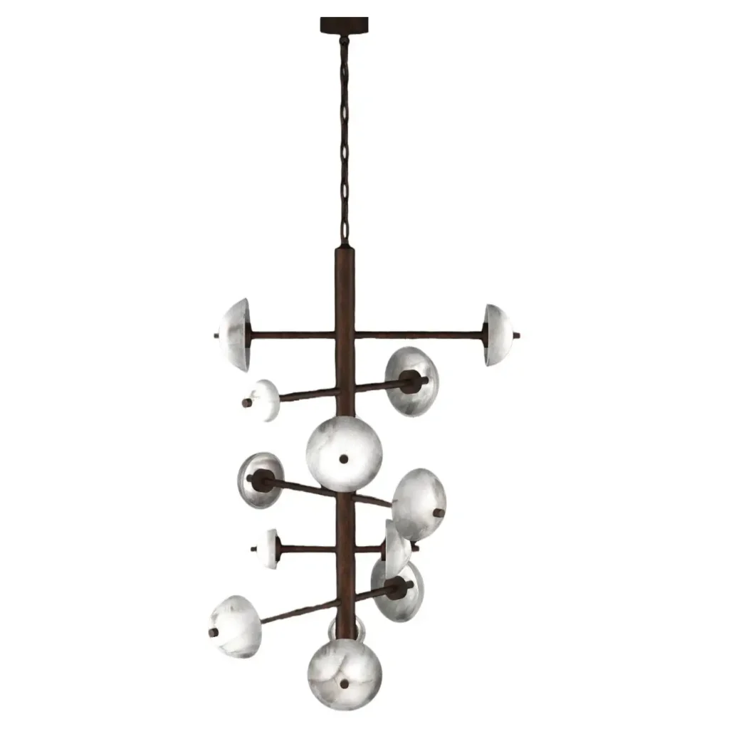 Apollo Ruggine Of Florence Metal Chandelier by Alabastro Italiano 1