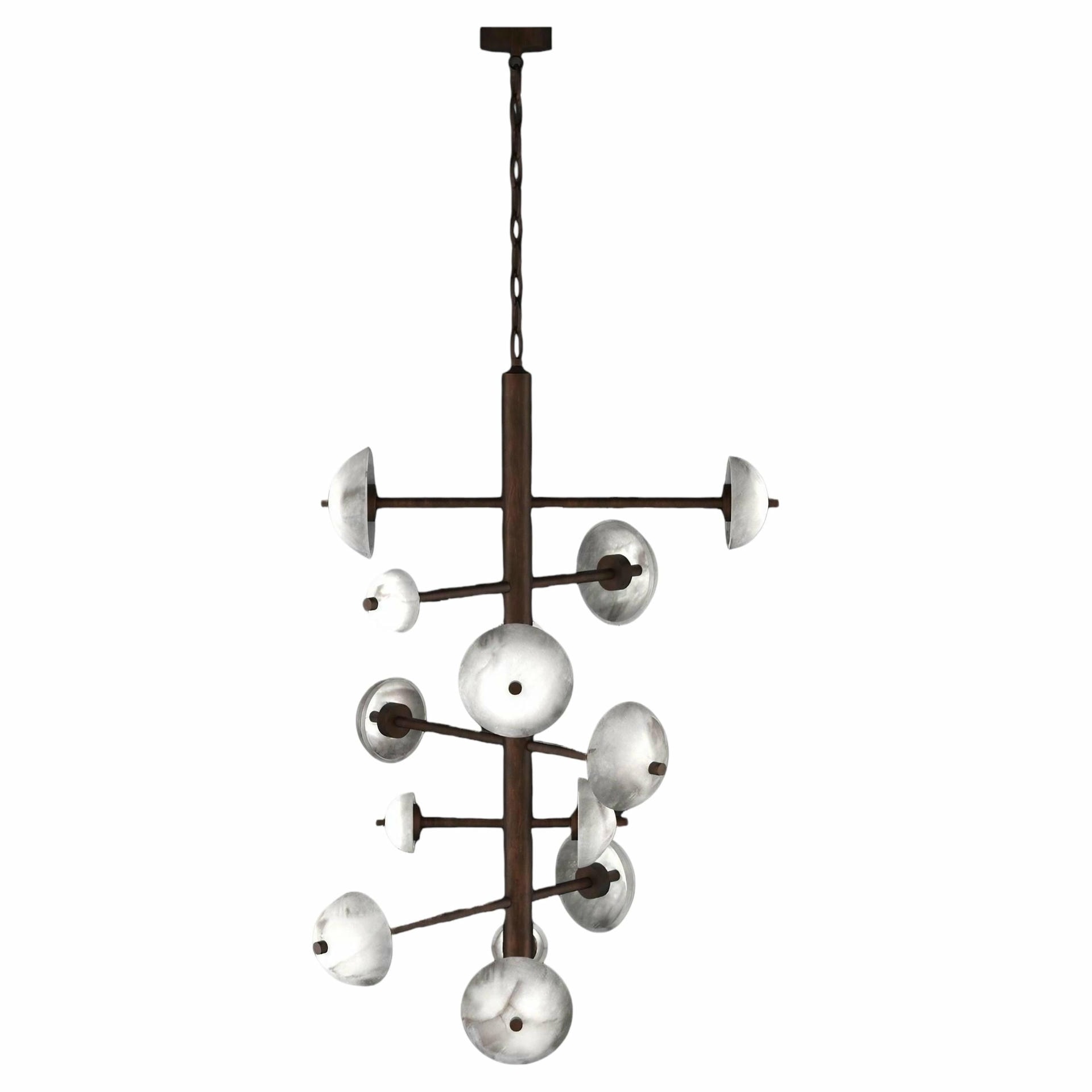 Apollo Ruggine Of Florence Metal Chandelier by Alabastro Italiano 1