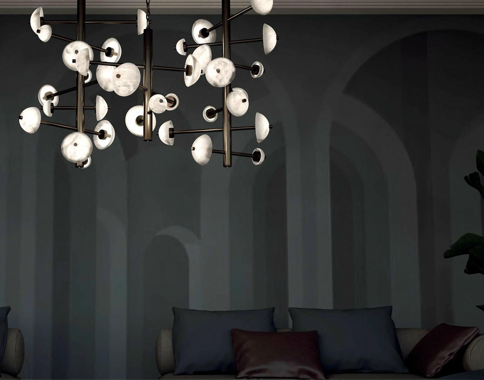 Apollo Ruggine Of Florence Metal Chandelier by Alabastro Italiano 5