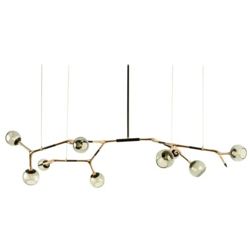 Blue Smoke and Polished Bronze Mantis 9 Pendant Lamp by Isabel Moncada 1