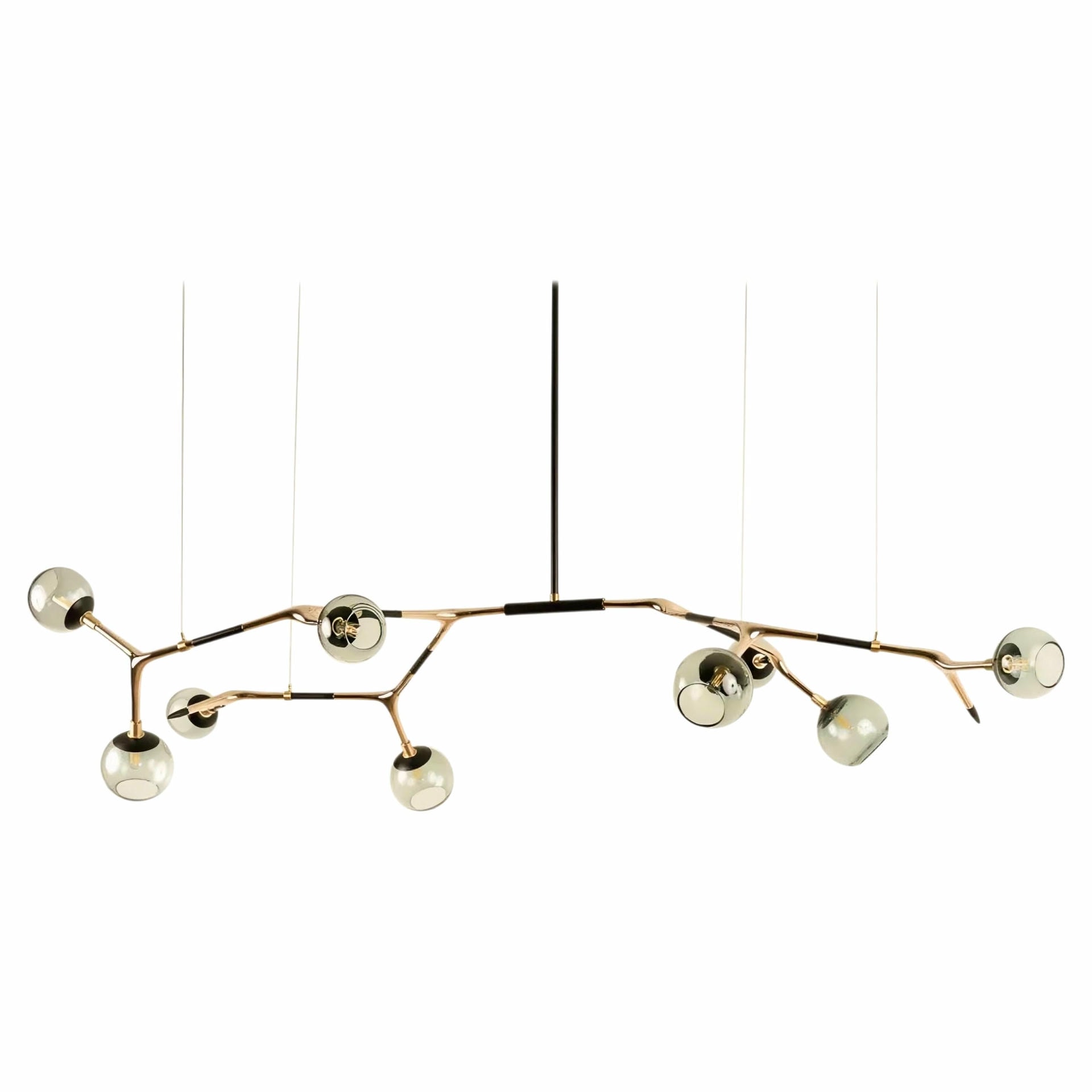 Blue Smoke and Polished Bronze Mantis 9 Pendant Lamp by Isabel Moncada 1