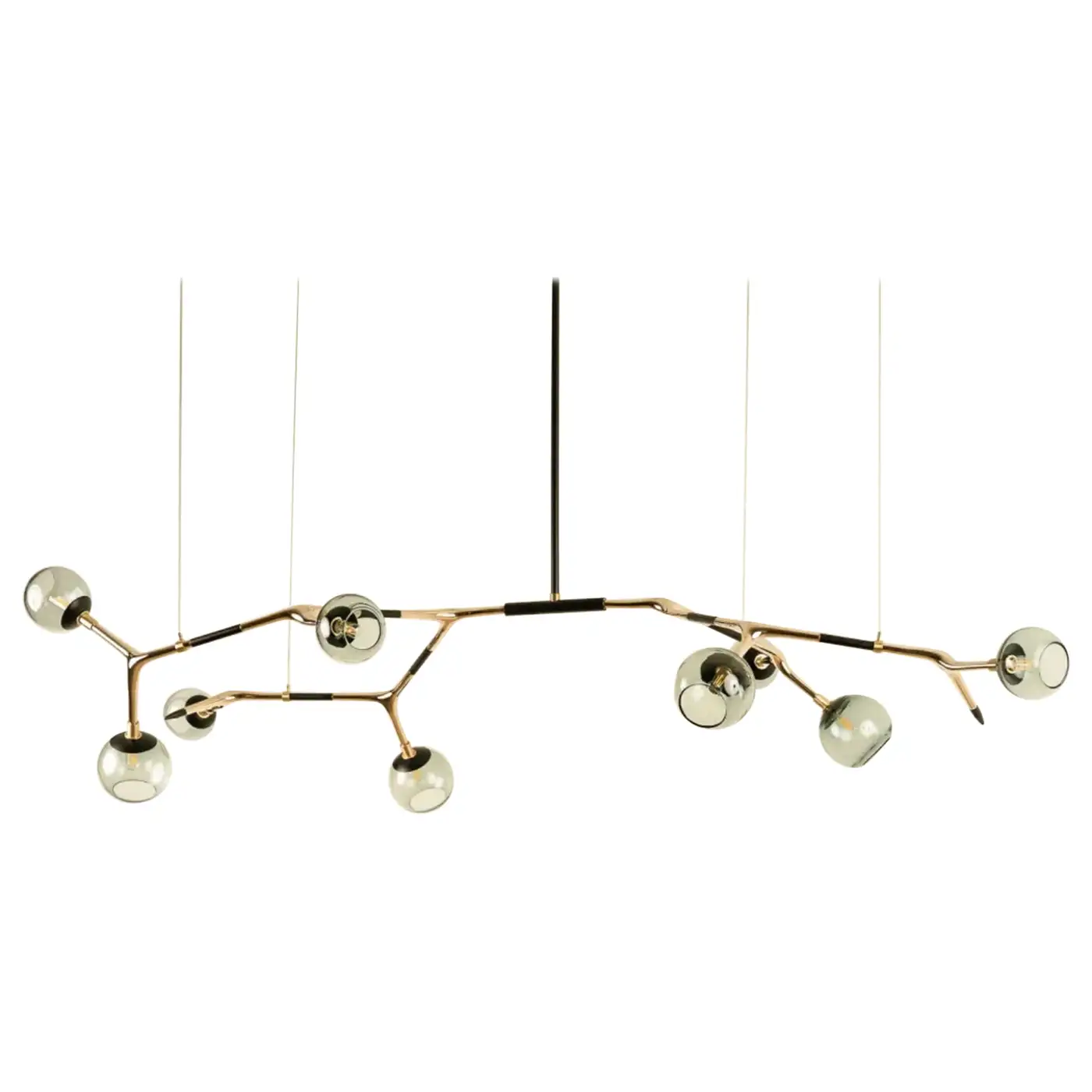 Blue Smoke and Polished Bronze Mantis 9 Pendant Lamp by Isabel Moncada 1