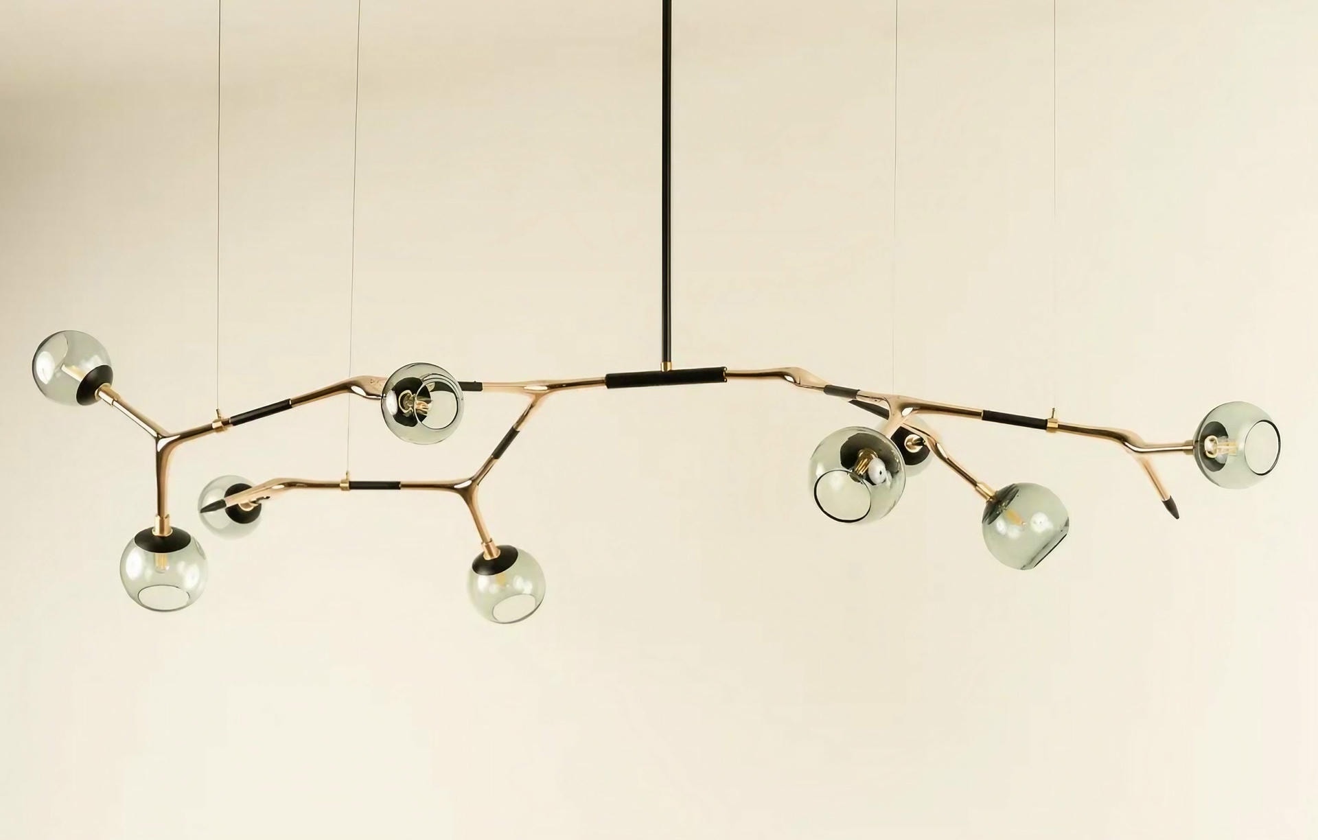 Blue Smoke and Polished Bronze Mantis 9 Pendant Lamp by Isabel Moncada 2