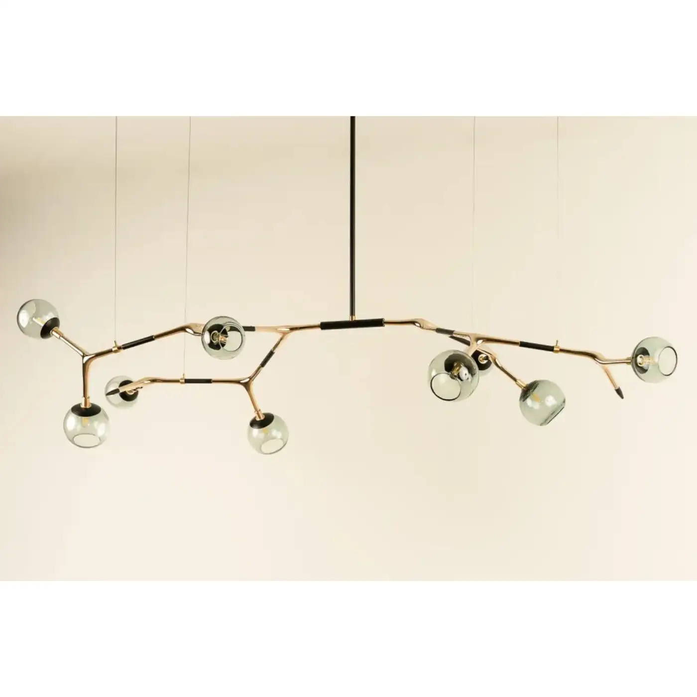 Blue Smoke and Polished Bronze Mantis 9 Pendant Lamp by Isabel Moncada 2
