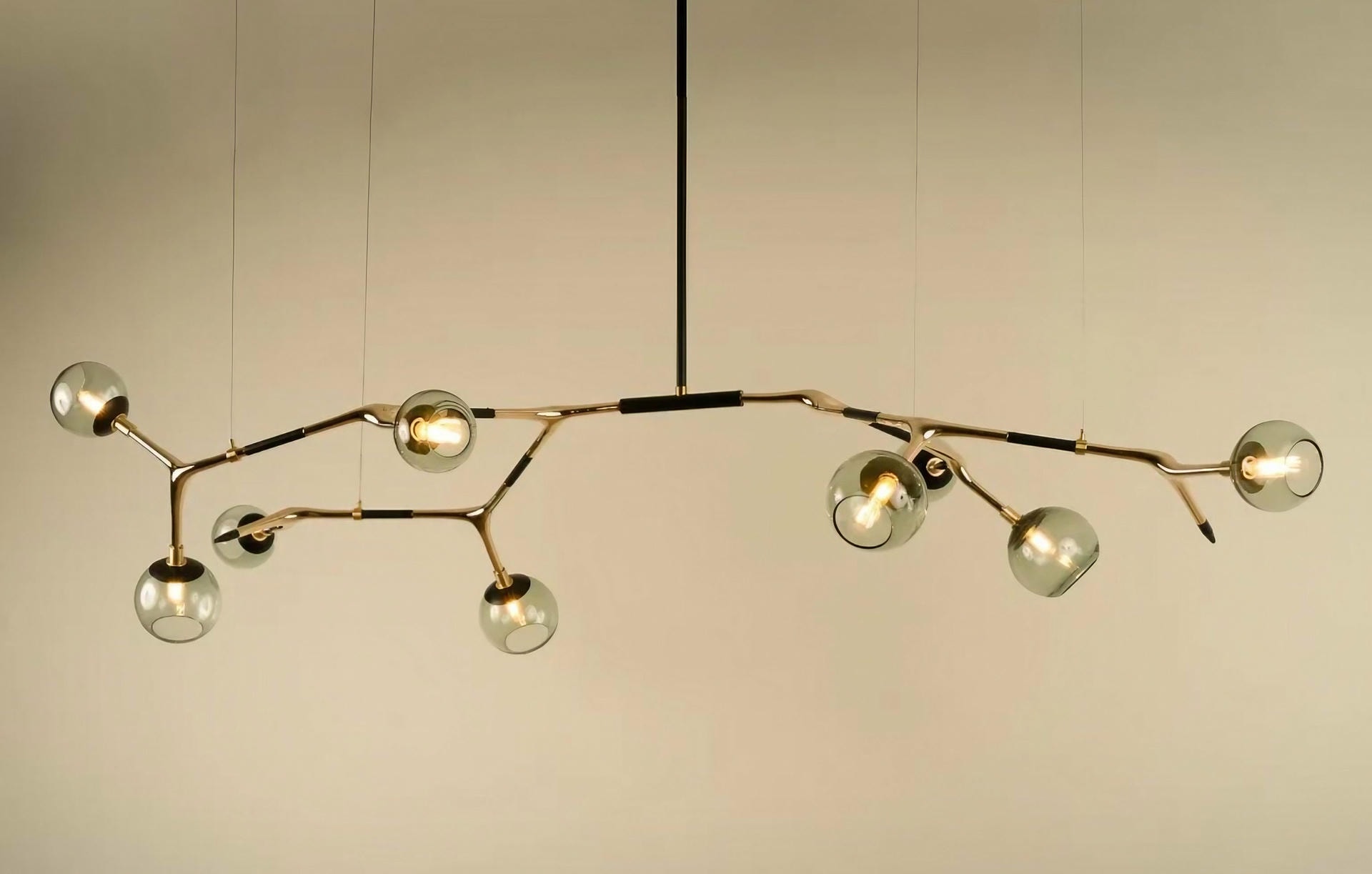 Blue Smoke and Polished Bronze Mantis 9 Pendant Lamp by Isabel Moncada 3