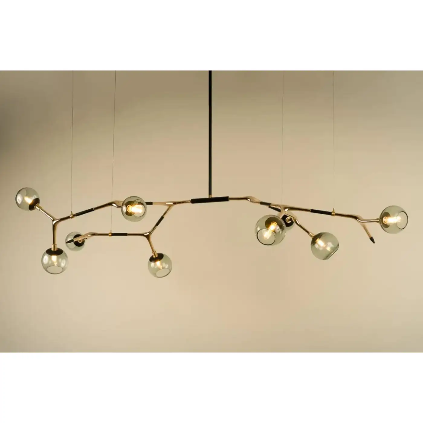Blue Smoke and Polished Bronze Mantis 9 Pendant Lamp by Isabel Moncada 3