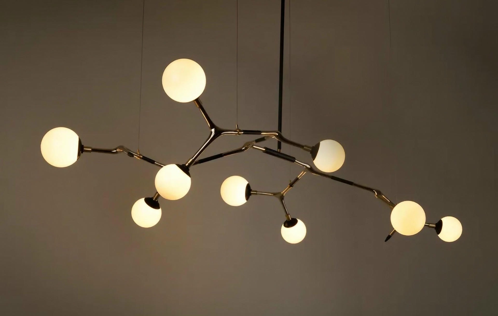 Blue Smoke and Polished Bronze Mantis 9 Pendant Lamp by Isabel Moncada 4