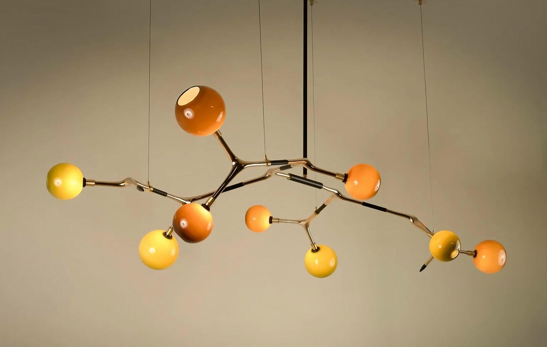 Blue Smoke and Polished Bronze Mantis 9 Pendant Lamp by Isabel Moncada 5