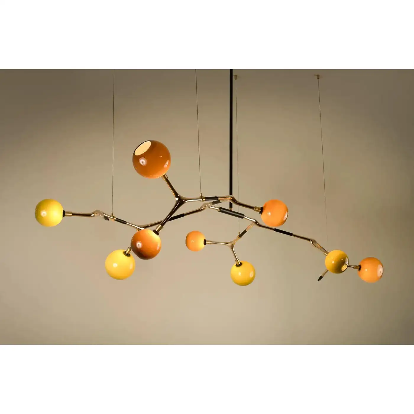 Blue Smoke and Polished Bronze Mantis 9 Pendant Lamp by Isabel Moncada 5
