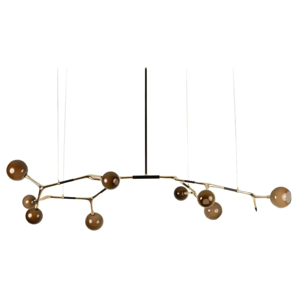 Coffee and Polished Bronze Mantis 9 Pendant Lamp by Isabel Moncada 1