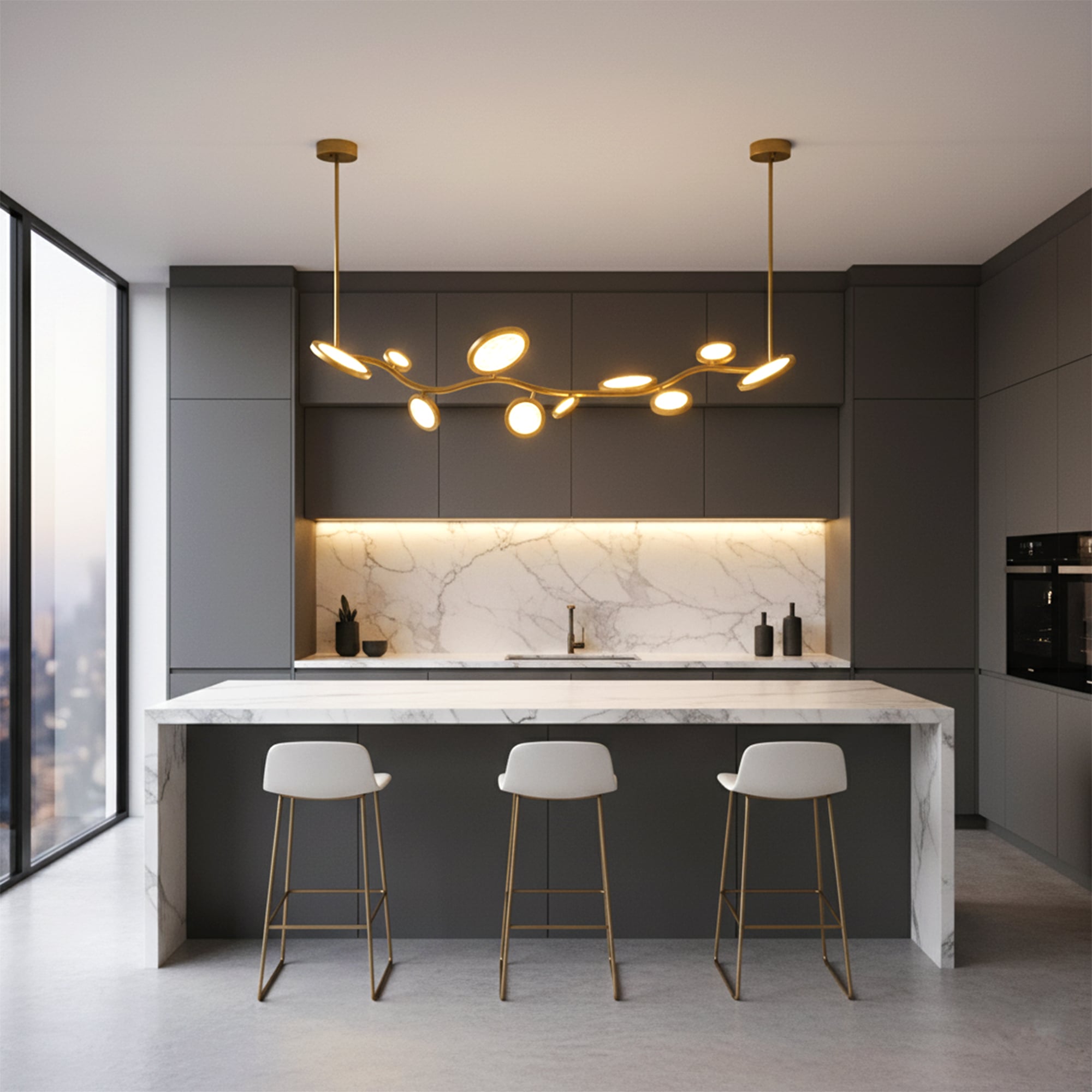 Island Circles Brass Pendant Lamp by Dainte 4