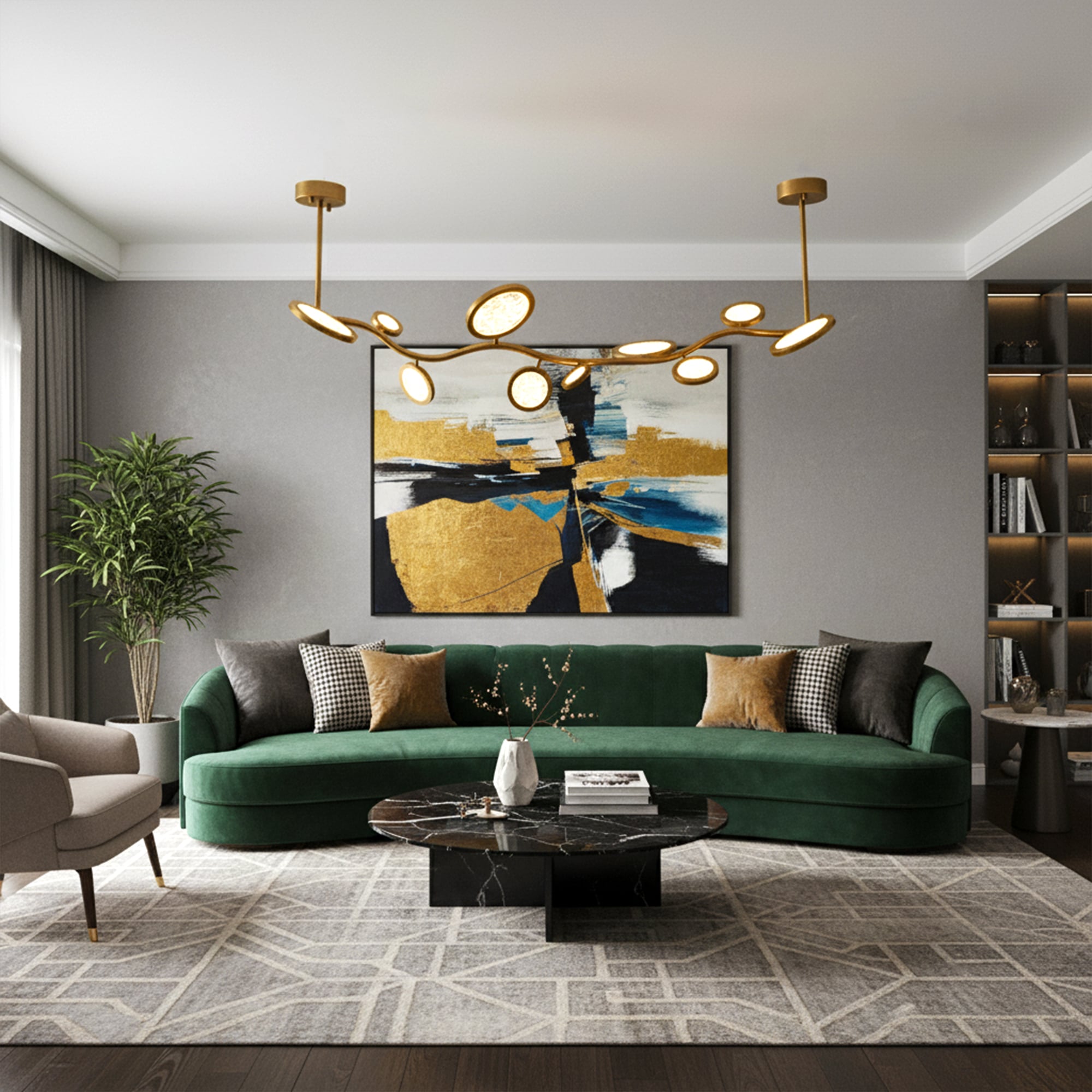 Island Circles Brass Pendant Lamp by Dainte 5