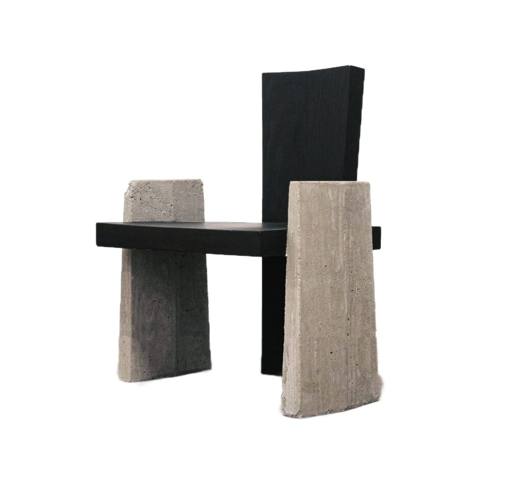 Limited Edition Concrete and and Dark Plywood Chair by Lucas Tyra Morten 1