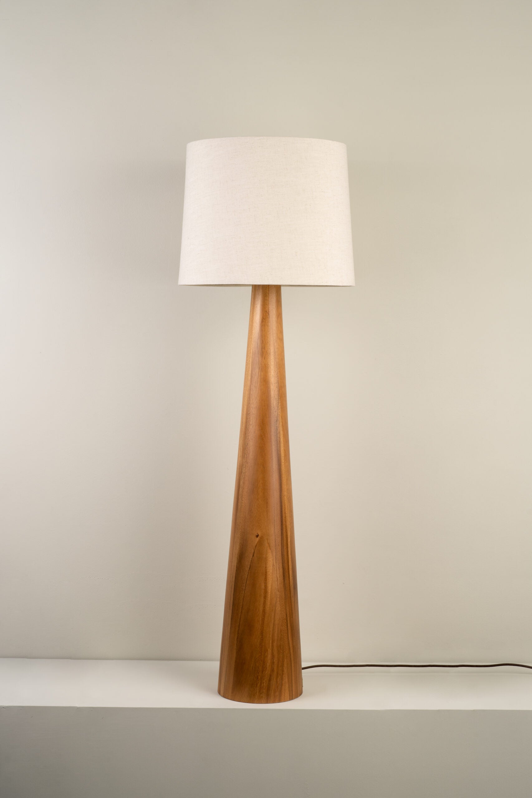 Malva Contemporary Parota Wood Floor Lamp with Linen Shade by Isabel Moncada 2