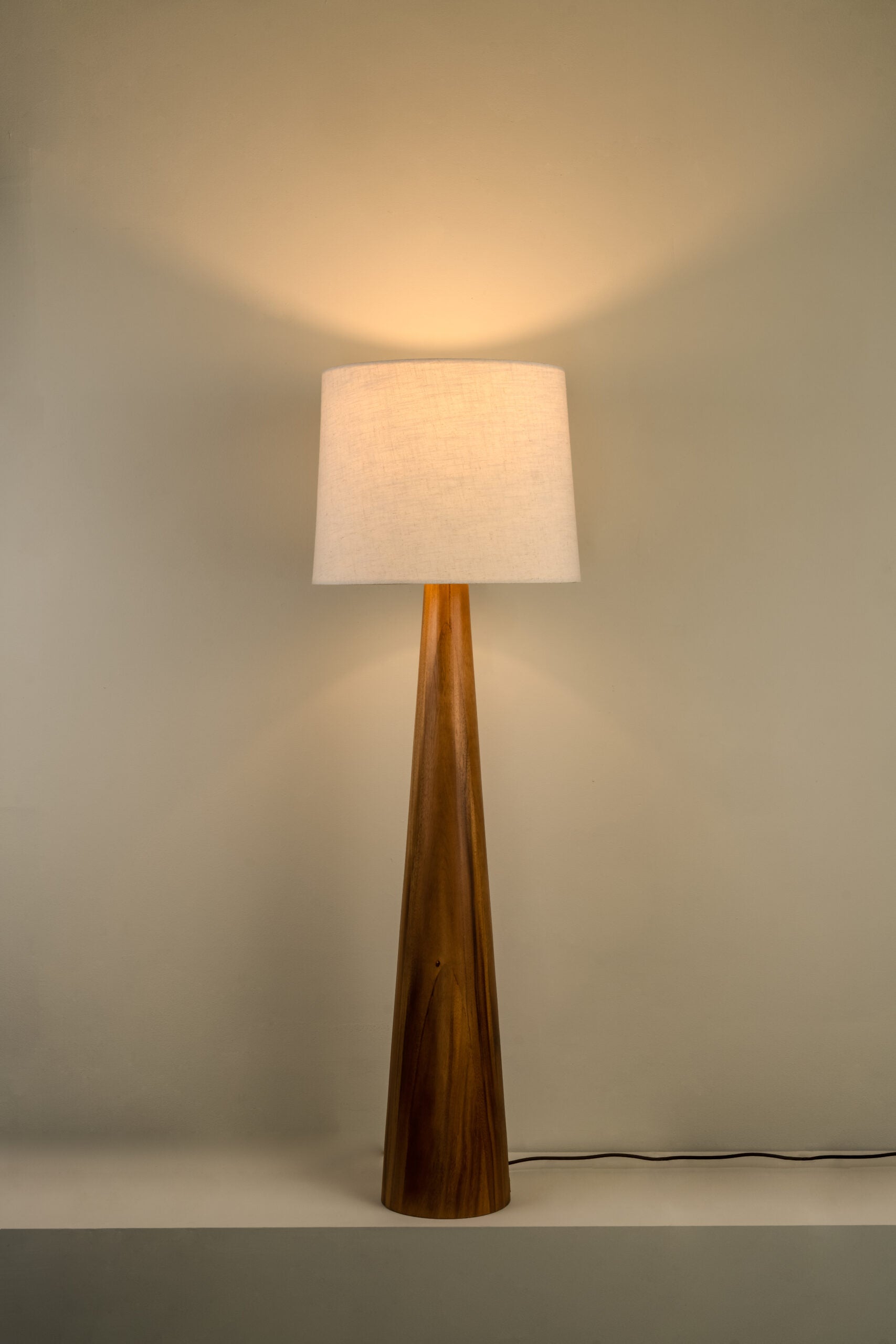 Malva Contemporary Parota Wood Floor Lamp with Linen Shade by Isabel Moncada 5