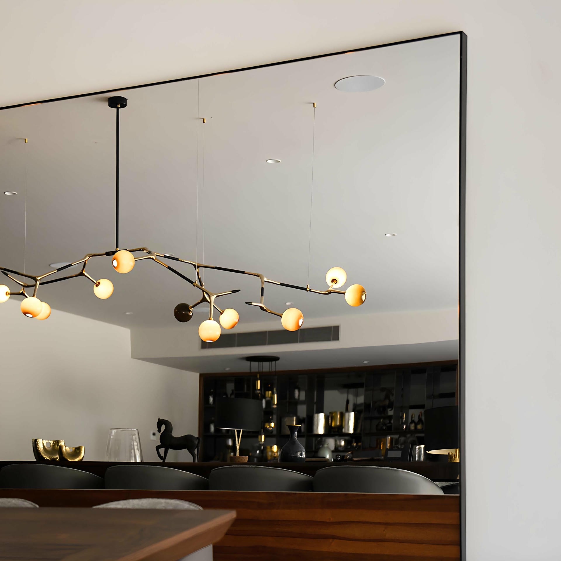 Mantis 9 Coffee and Olive Glass with Polished Bronze Pendant by Isabel Moncada 10