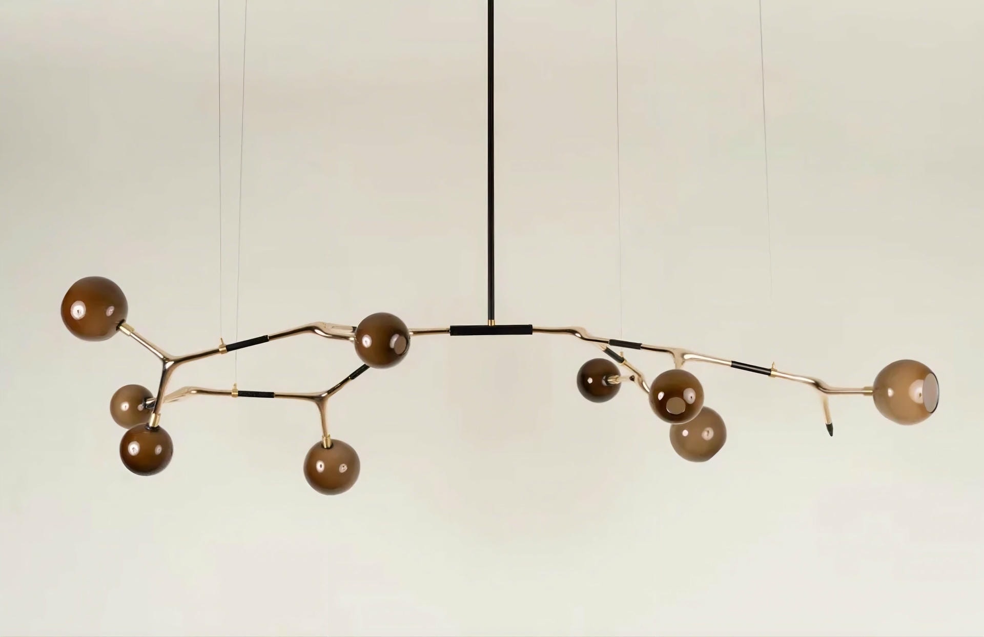 Mantis 9 Coffee and Olive Glass with Polished Bronze Pendant by Isabel Moncada 5
