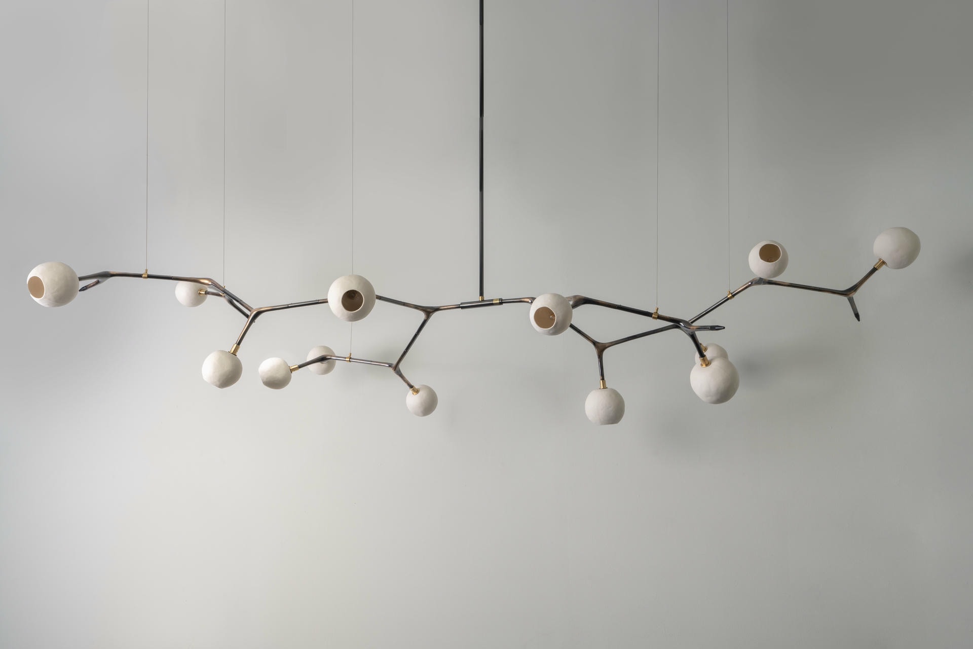 Mantis 9 Coffee and Olive Glass with Polished Bronze Pendant by Isabel Moncada 6