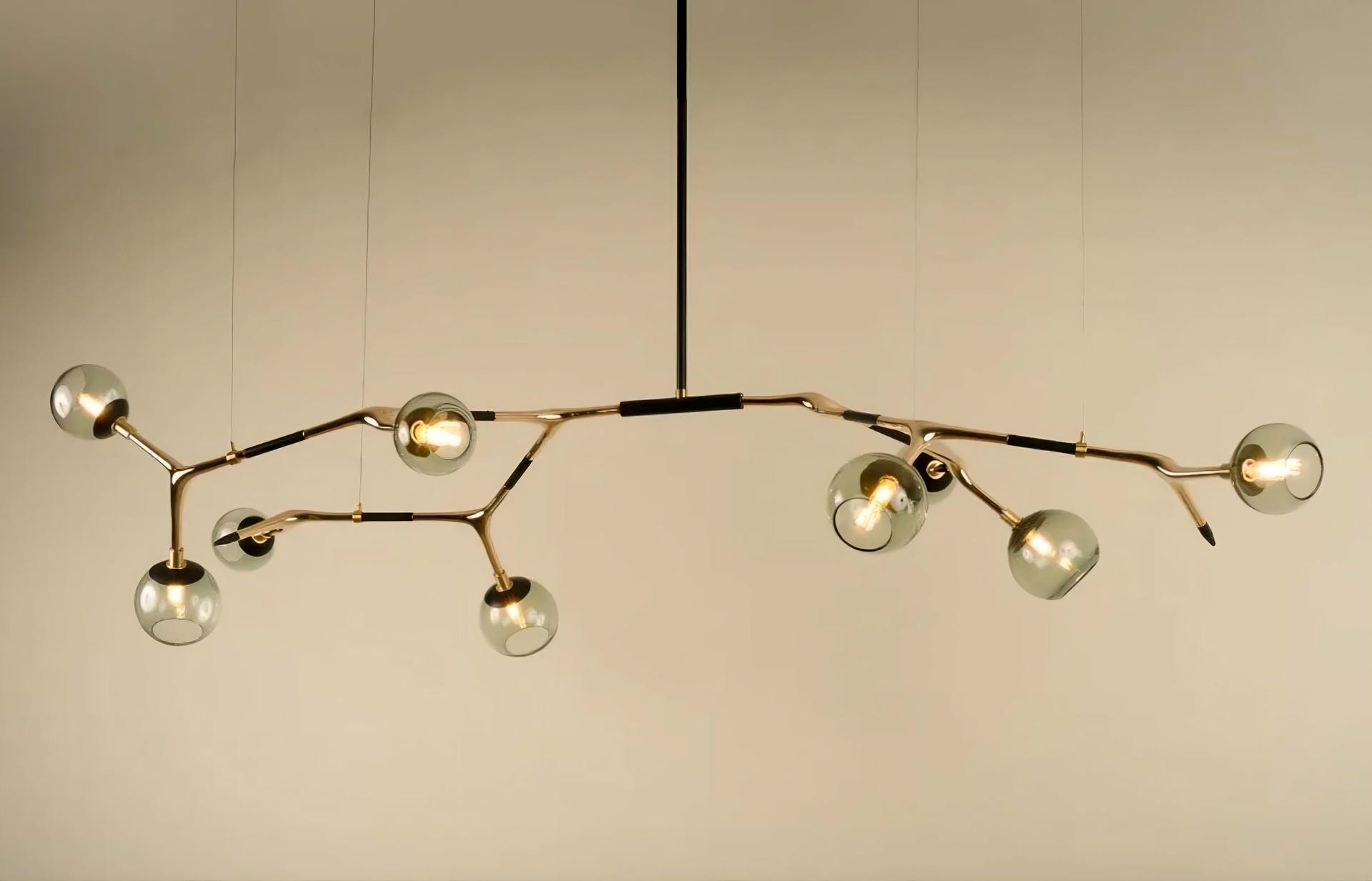 Mantis 9 Coffee and Olive Glass with Polished Bronze Pendant by Isabel Moncada 8