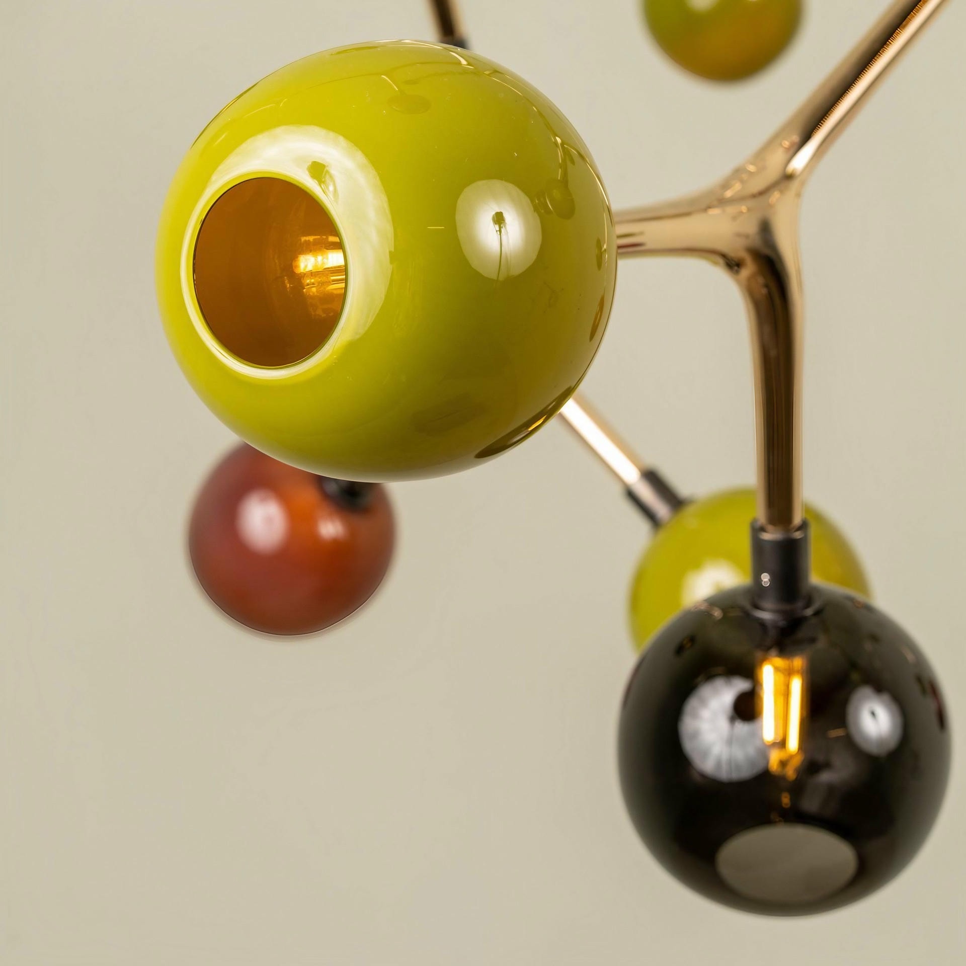 Mantis 9 Coffee and Olive Glass with Polished Bronze Pendant by Isabel Moncada 9