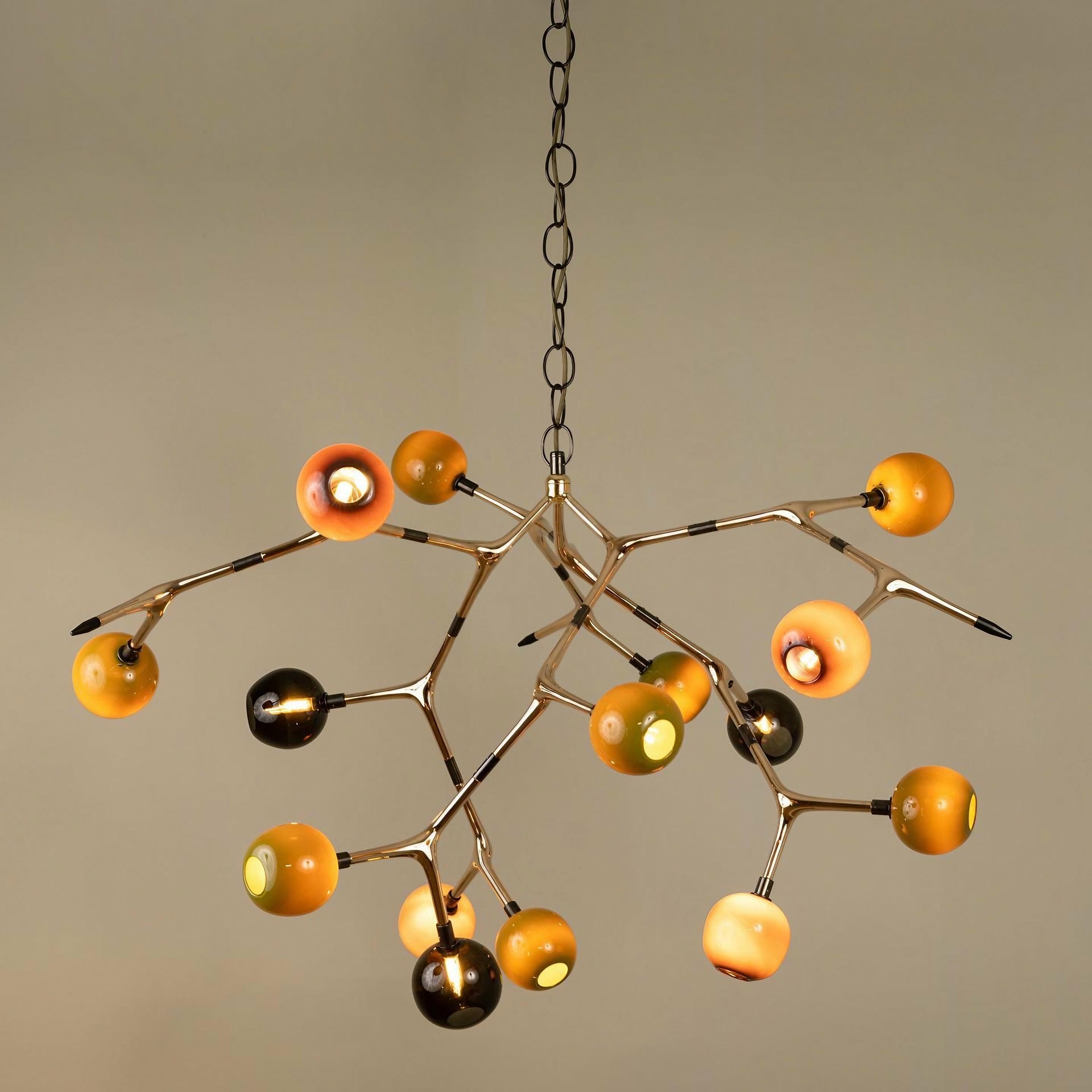 Maratus 12 Blue Smoke Glass and Polished Bronze Hanging Lamp by Isabel Moncada 11
