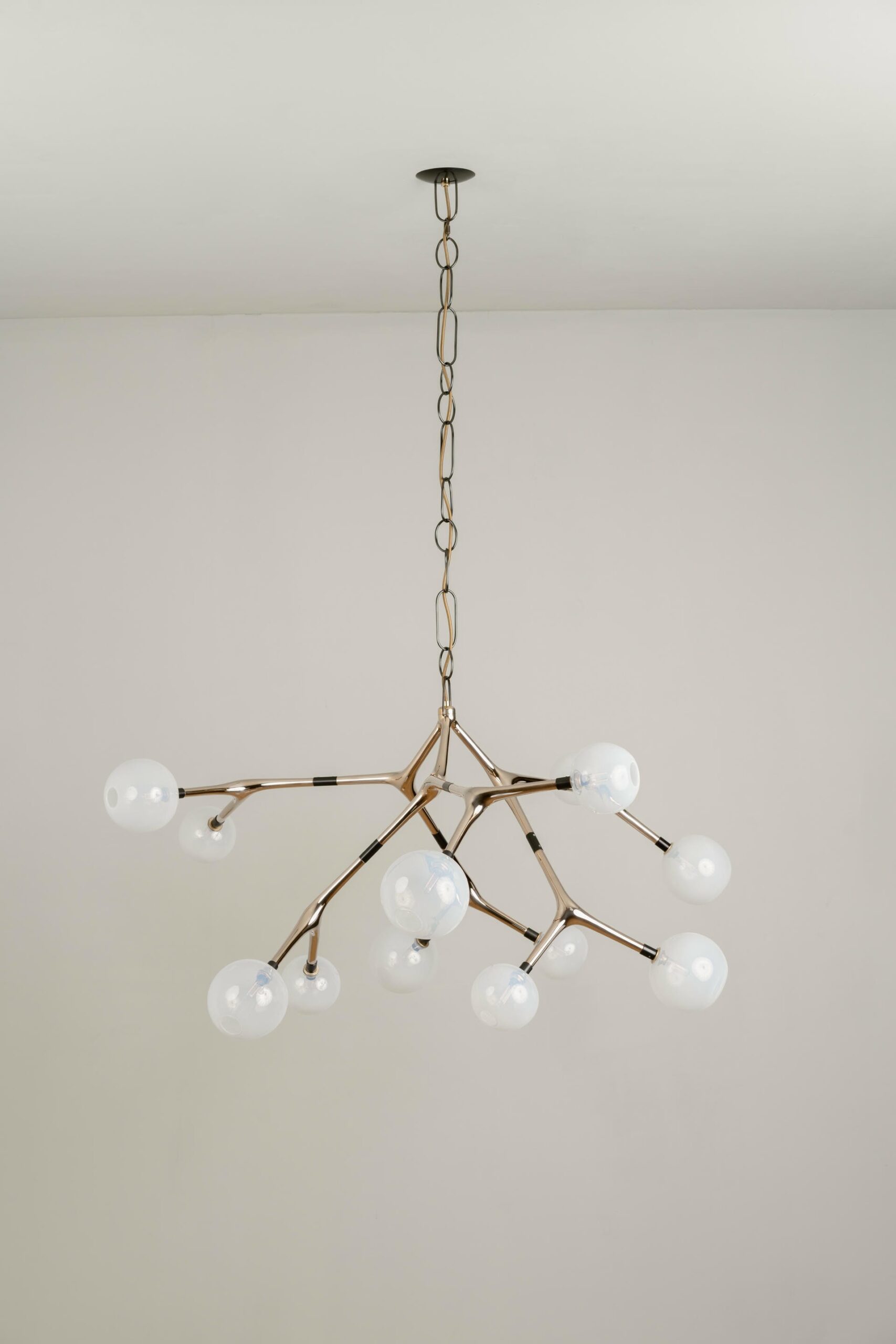 Maratus 12 Blue Smoke Glass and Polished Bronze Hanging Lamp by Isabel Moncada 13