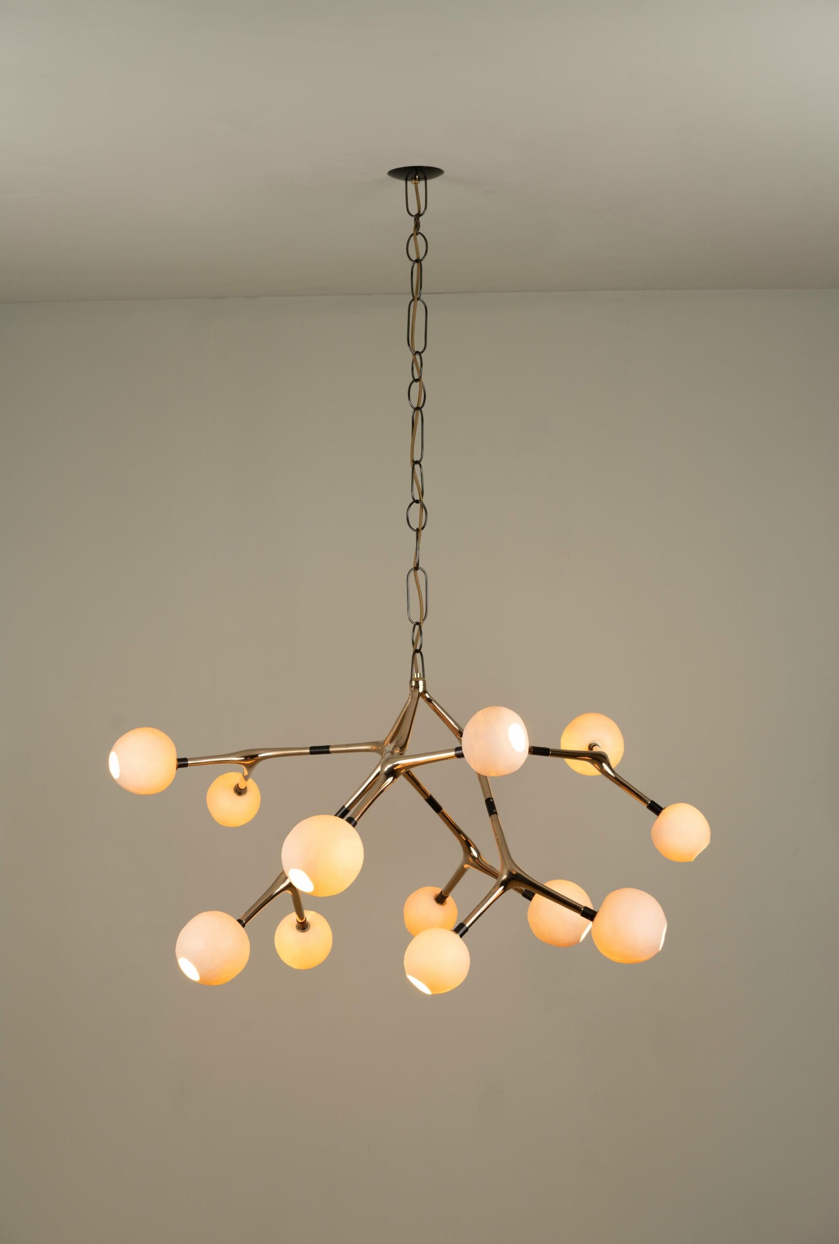 Maratus 12 Blue Smoke Glass and Polished Bronze Hanging Lamp by Isabel Moncada 15