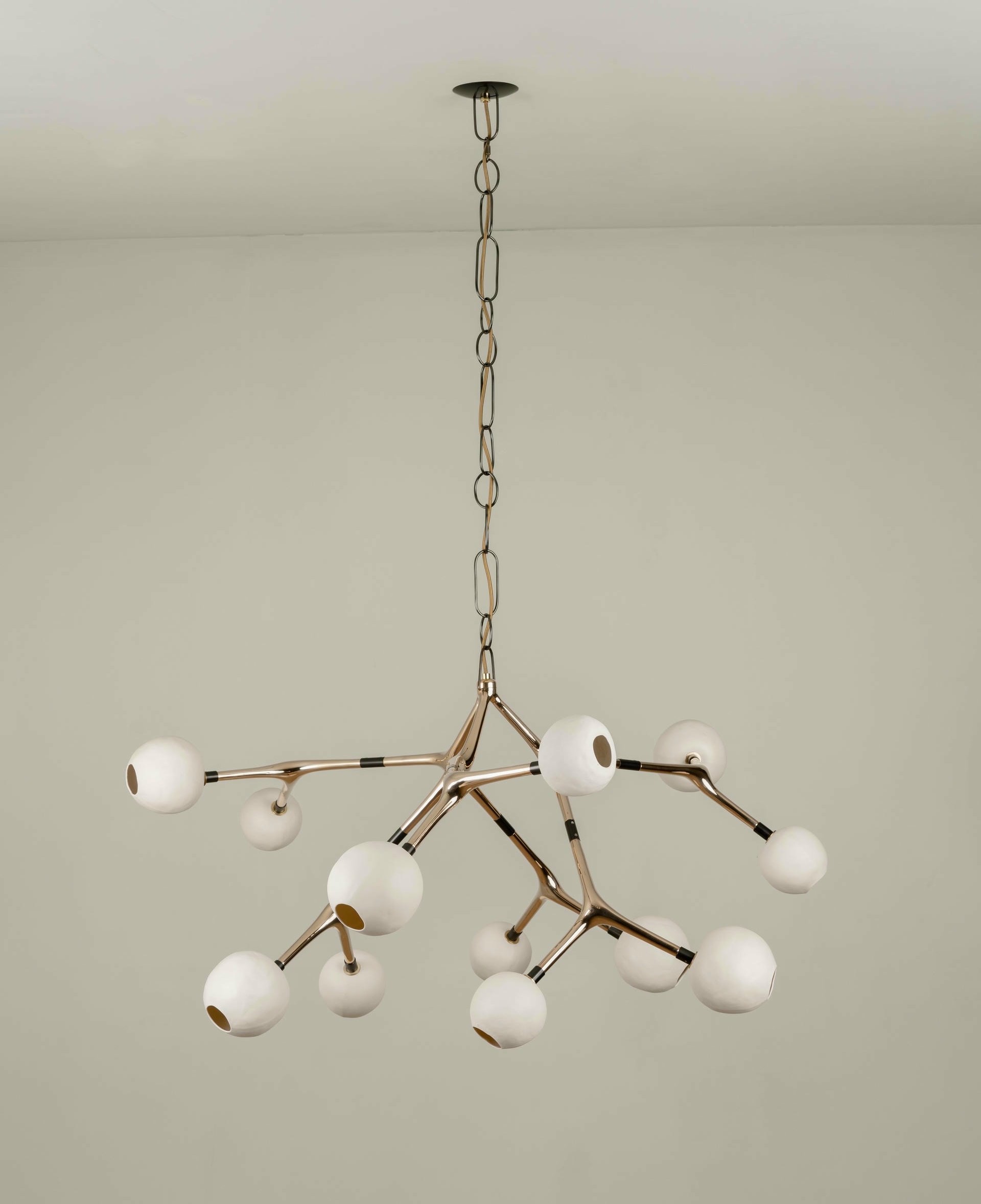 Maratus 12 Blue Smoke Glass and Polished Bronze Hanging Lamp by Isabel Moncada 16