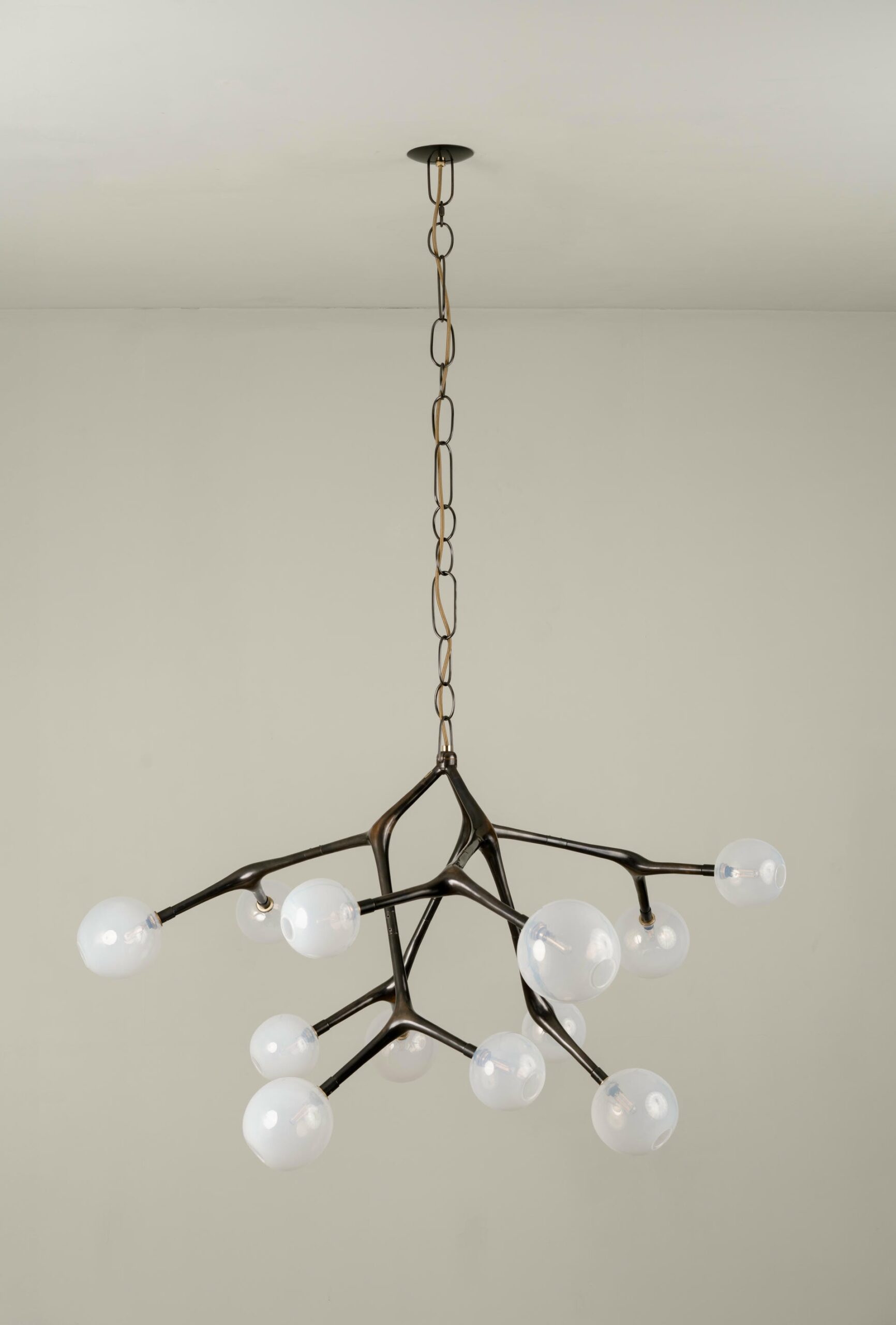 Maratus 12 Blue Smoke Glass and Polished Bronze Hanging Lamp by Isabel Moncada 19