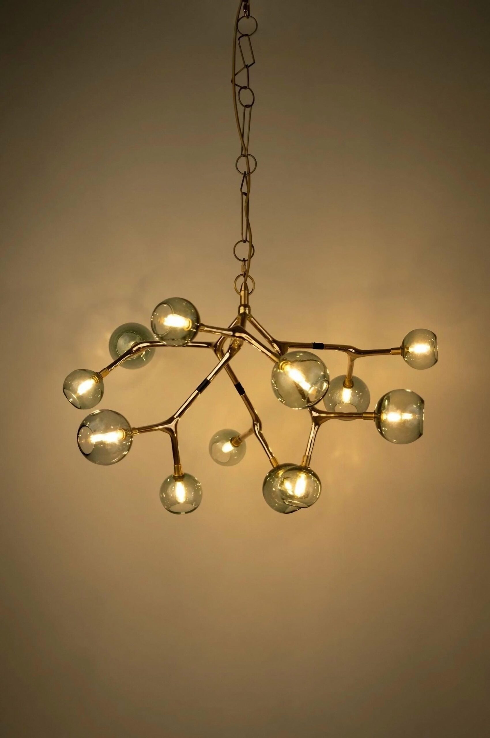 Maratus 12 Blue Smoke Glass and Polished Bronze Hanging Lamp by Isabel Moncada 4