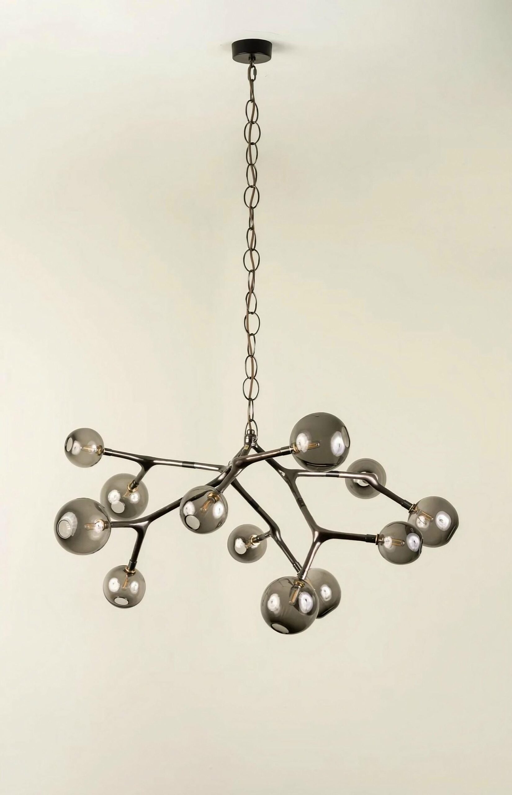 Maratus 12 Blue Smoke Glass and Polished Bronze Hanging Lamp by Isabel Moncada 5
