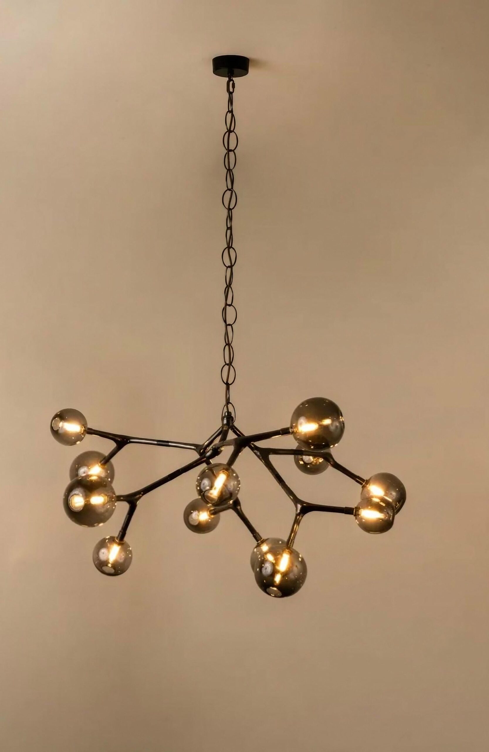 Maratus 12 Blue Smoke Glass and Polished Bronze Hanging Lamp by Isabel Moncada 6