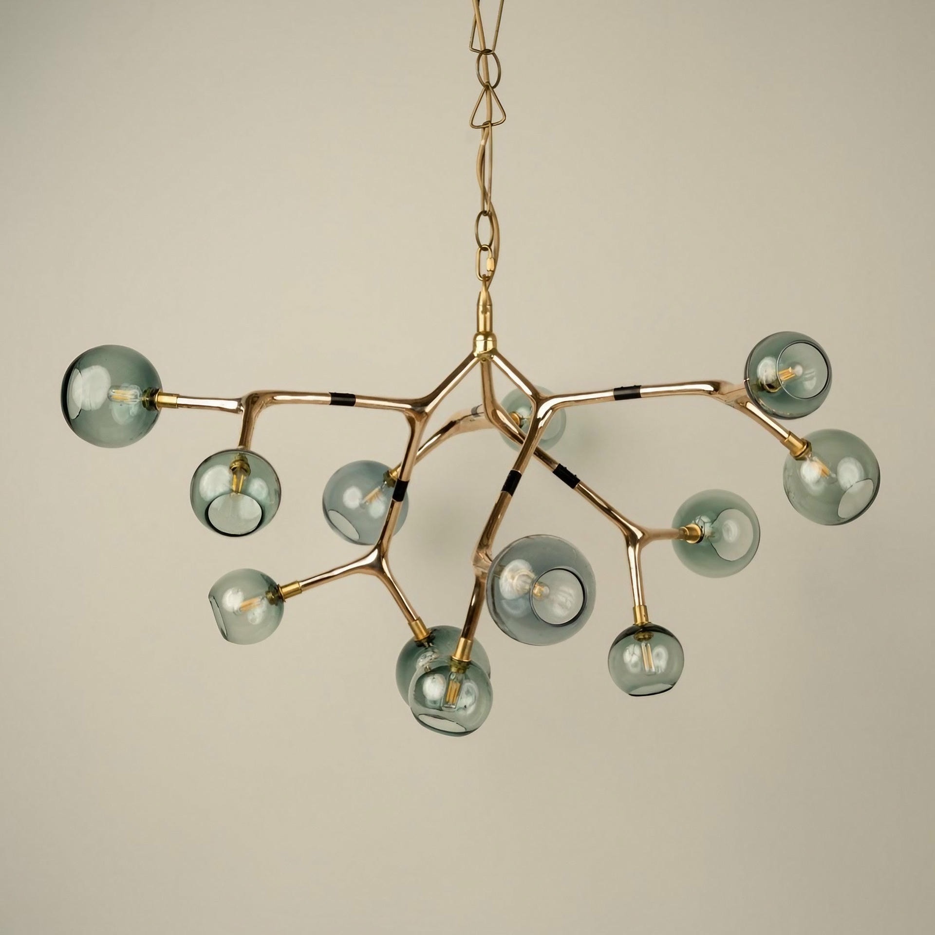 Maratus 12 Blue Smoke Glass and Polished Bronze Hanging Lamp by Isabel Moncada 8