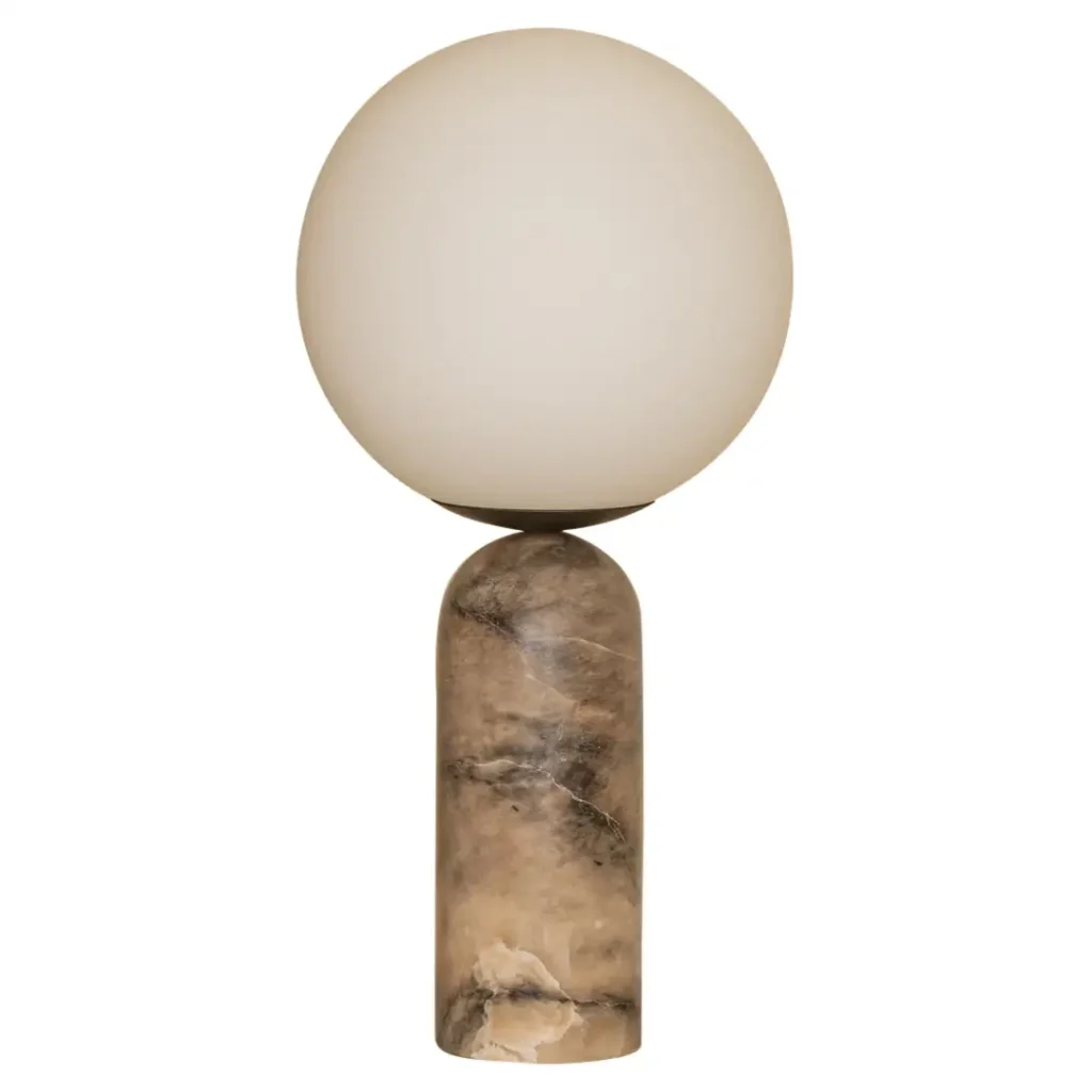 Tobacco Alabaster and Steel Atlas Table Lamp by Simone Marcel 1