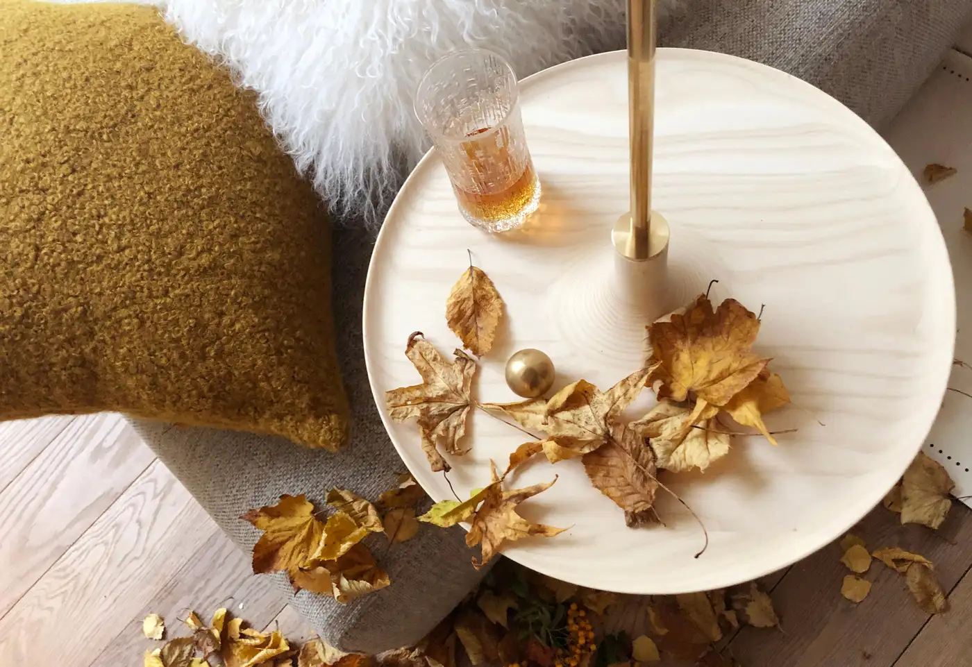Toupy Bleached Ash And Brass 38 Hanging Table by Mademoiselle Jo 2