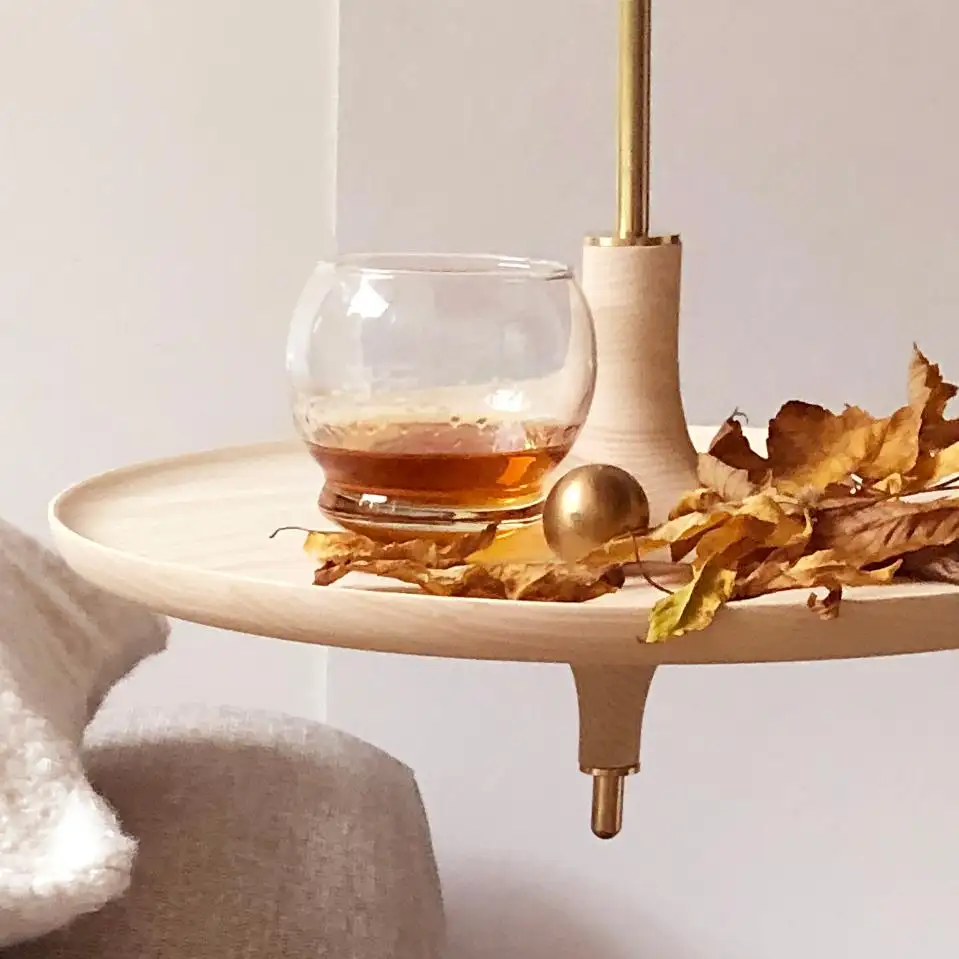 Toupy Bleached Ash And Brass 38 Hanging Table by Mademoiselle Jo 3