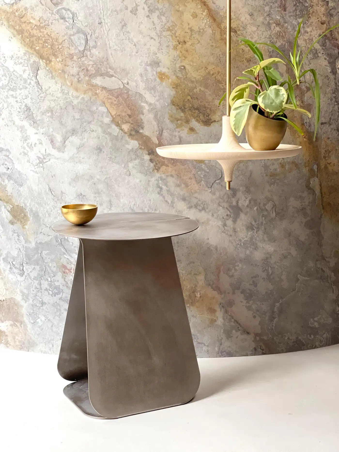 Toupy Bleached Ash And Brass 38 Hanging Table by Mademoiselle Jo 5